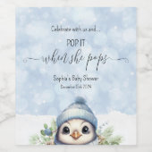 Cute Penguin Pop it When She Pops Bottle Étiquette (Étiquettes simples)