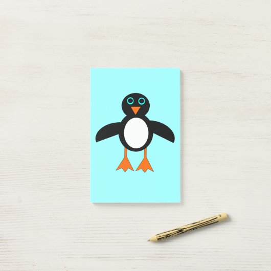 Cute Penguin Post merkt Pad op Post-it® Notes (Op bureau)