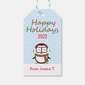 Cute Penguin Prettige feestdagen Gift Label Cadeaulabel (Voorkant)