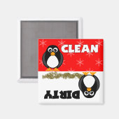 Cute Penguin Propre / Lave-vaisselle sale Magnet (Recto/Verso)