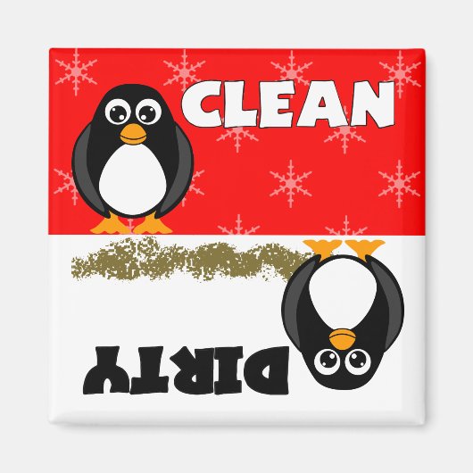 Cute Penguin Propre / Lave-vaisselle sale Magnet (Devant)