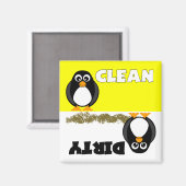 Cute Penguin Propre / Lave-vaisselle sale Magnet (Recto/Verso)