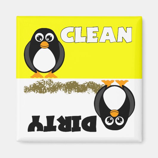 Cute Penguin Propre / Lave-vaisselle sale Magnet (Devant)