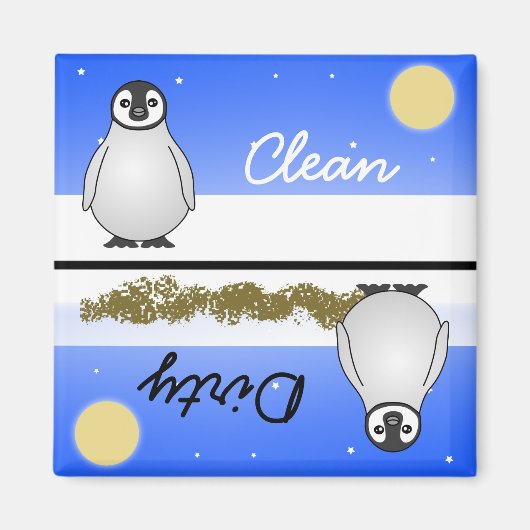Cute Penguin Propre / Lave-vaisselle sale Magnet (Devant)