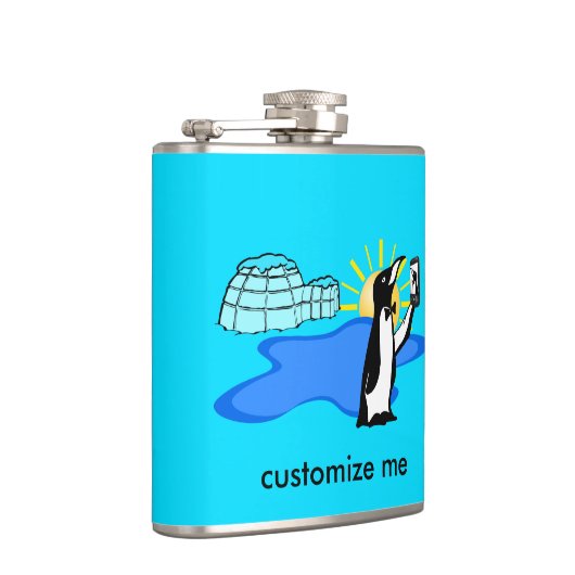 Cute Penguin Selfie Humor Cool Blue Custom Heupfles (Rechts)