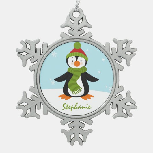 Cute Penguin Snowflake Ornament (Voorkant)
