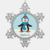 Cute Penguin Snowflake Ornament (Voorkant)