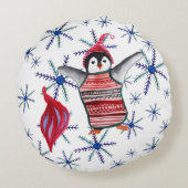 Cute Penguin Snowflakes Aquarelle coussin de lance (Dos)