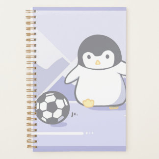 Cute Penguin Soccer Planner | Kawaii Pastel Spiral