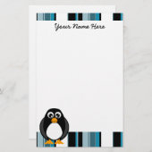 Cute Penguin Stationery - Blue Briefpapier (Voorkant / Achterkant)