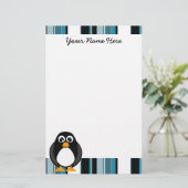 Cute Penguin Stationery - Blue Briefpapier (Staand voorkant)
