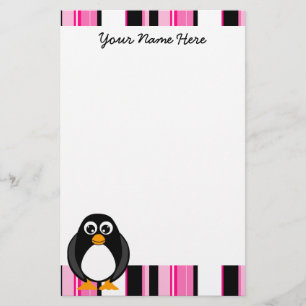 Cute Penguin Stationery - Roze Briefpapier