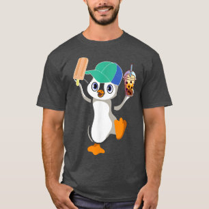 Cute Penguin Summer Ice Popsicle Pet Boba Milk Tea T-shirt
