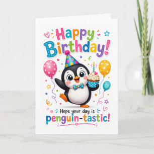 Cute Penguin-Tastische Verjaardagsviering Kaart