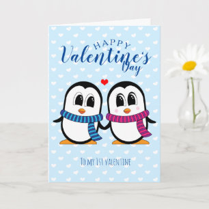 Cute Penguin Valentijnsdag Card Kaart