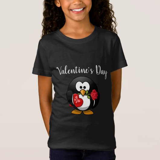 Cute Penguin Valentijnsdag Kinder Shirt (Voorkant)