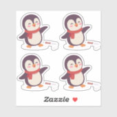 Cute Penguin Valentine Vinyl Stickers (4 Pack) (Vel)
