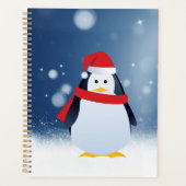 Cute Penguin w Red Santa Hat Kerstwinters Planner (Voorkant)