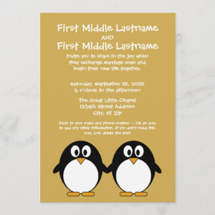 Cute Penguin Wedding Invitation Kaart
