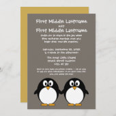 Cute Penguin Wedding Invitation Kaart (Voorkant / Achterkant)