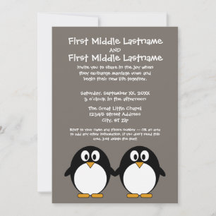 Cute Penguin Wedding Invitation Kaart