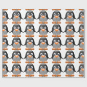 Cute Penguin Wrapping Paper Cadeaupapier (Vlak)