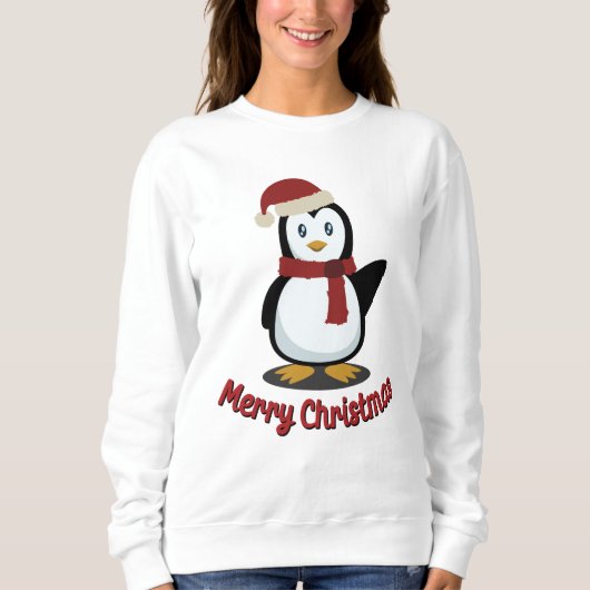 Cute Penguin Xmas Santa Winter Holiday Gift Trui (Voorkant)