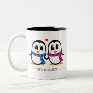 Cute Penguins Couple Mok (links en rechts)