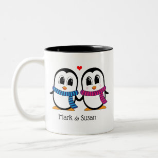 Cute Penguins Couple Mug (gauche et droite)