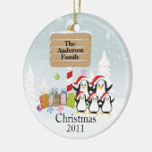 Cute Penguins Familie van 5 kerstversiering Keramisch Ornament (Links)