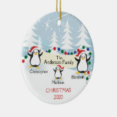 Cute Penguins Famille 3 Ornement de Noël (Droite)