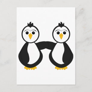 Cute Penguins Holding Hands Briefkaart