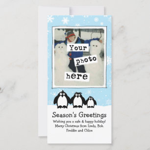 Cute Penguins Holiday Fun Family-kerstfoto Feestdagenkaart