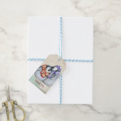 Cute Penguins in Winter Scarves en Petten Hartelij Cadeaulabel (Met Touw)
