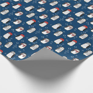 Cute Penguins kinder kerstblauw Cadeaupapier