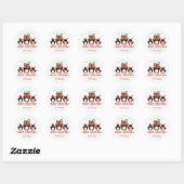 Cute Penguins Merry Kerstmis Ronde Sticker (Vel)
