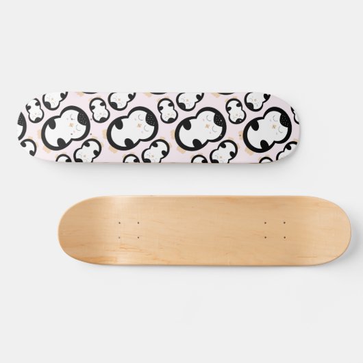 Cute Penguins Pattern (Roze) Skateboard (Horizontaal)