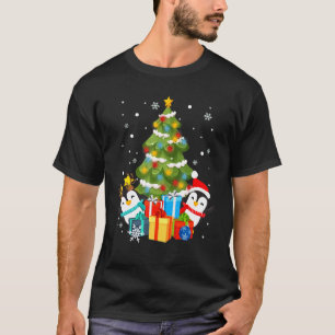 Cute Penguins Santa Hat Reindeer Horn Kerstman Tr T-shirt