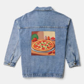 Cute Pepperoni Pizza AI Art Denim Veste (Verso)