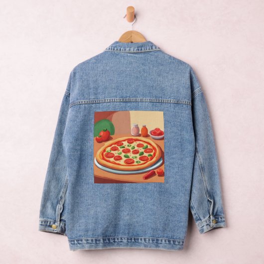 Cute Pepperoni Pizza AI Art Denim Veste (Hangar)