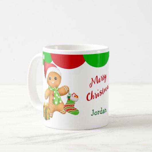 Cute Père Noël Gingerbread Man's Mug (Devant gauche)