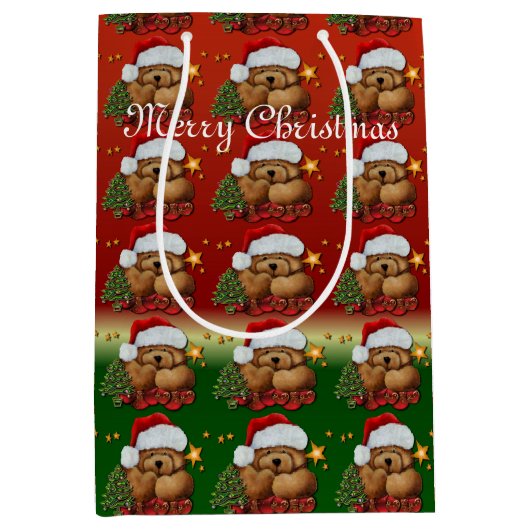 Cute Père Noël Ours Moyen Noël Sac cadeau de Noël (Devant)