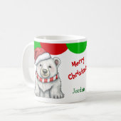 Cute Père Noël Polar Bear Kid's Mug (Devant gauche)