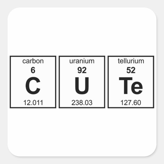 CUTe Periodic Table Vierkante Sticker (Voorkant)