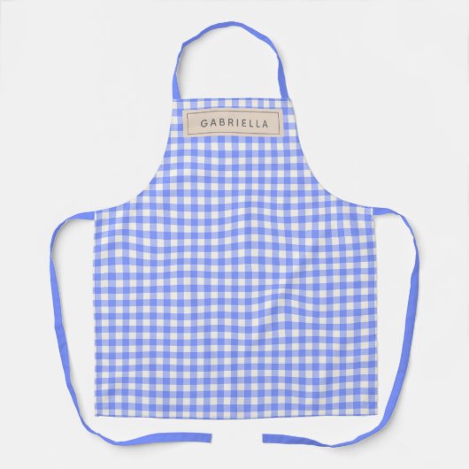 Cute Periwinkle Gingham Pset Persoonlijk Schort (Voorkant)