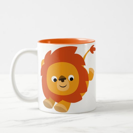 Cute Perky Cartoon Lion Mok (Links)