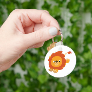 Cute Perky Cartoon Lion Sleutelhanger