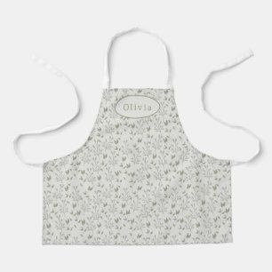 Cute Personalised Botanical Leaf Pattern Apron Schort