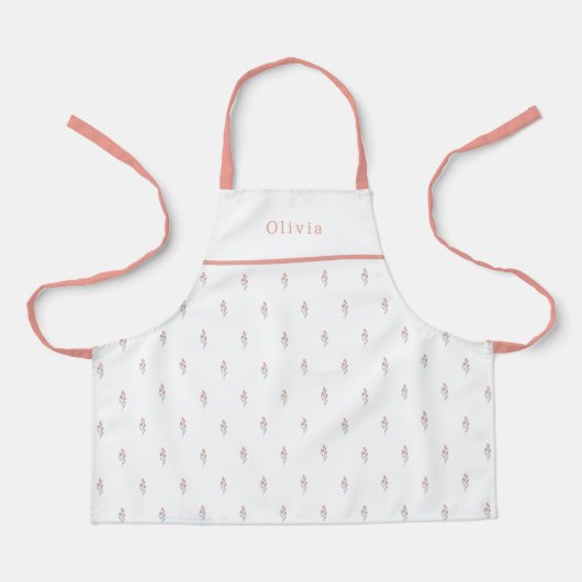 Cute Personalised Floral Botanical Pattern Apron Schort (Voorkant)