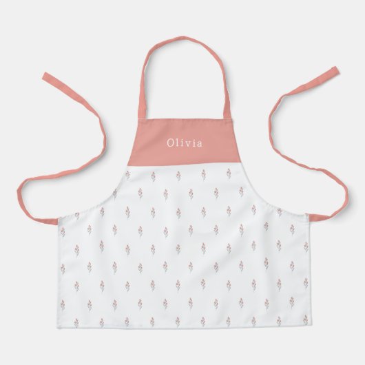 Cute Personalised Floral Botanical Pattern Apron Schort (Voorkant)